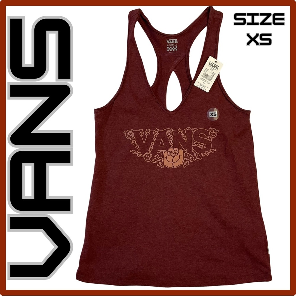 NWT VANS Burgundy Rose Pose Keyhole Tank Top | VN0A461IG4J | Woman XS
